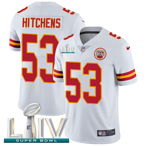 Kansas City Chiefs Nike #53 Anthony Hitchens White Super Bowl LIV 2020 Men Stitched NFL Vapor Untouchable Limited Jersey